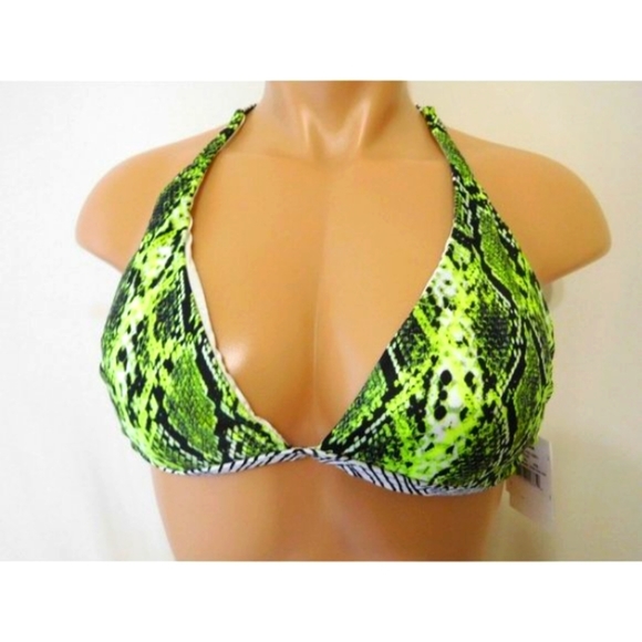 NEW Volcom Bikini Top Urban Tribe Halter Yellow Fish Padded Extra Large XL - Picture 4 of 10